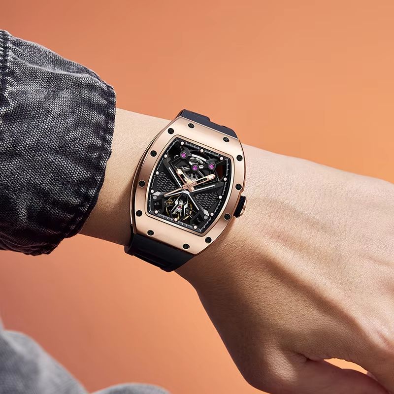 Luxury Watch Makes - Orologio Automatico di Lusso Tonneau Scheletrato,