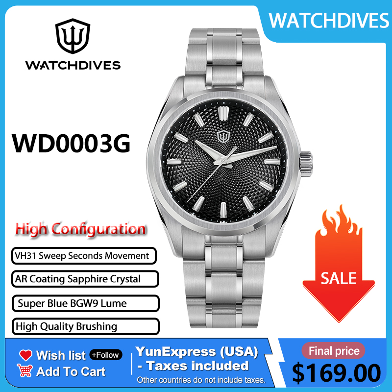 Guilloché Dial Watch - Watchdives WD0003G Guilloche quadrante orologio da